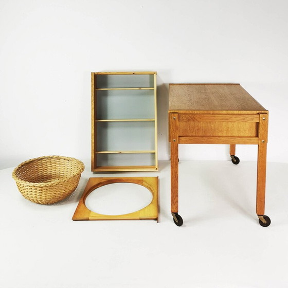 Image 1 of Vintage mobile table in oak wood, Denmark 1960