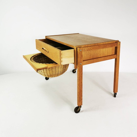 Image 1 of Vintage mobile table in oak wood, Denmark 1960