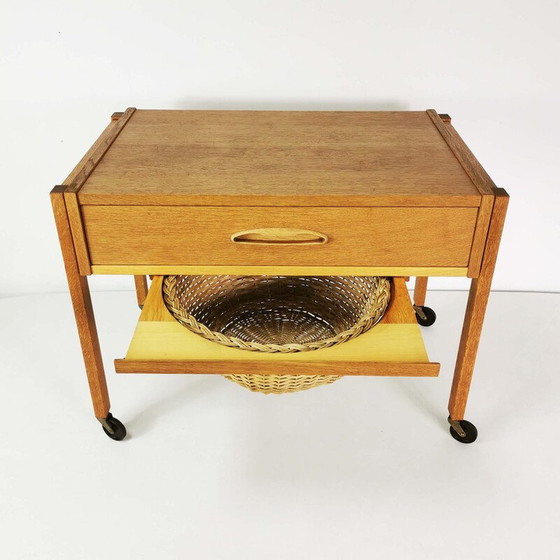 Image 1 of Vintage mobile table in oak wood, Denmark 1960