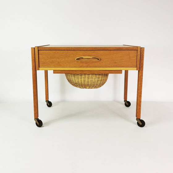 Image 1 of Vintage mobile table in oak wood, Denmark 1960