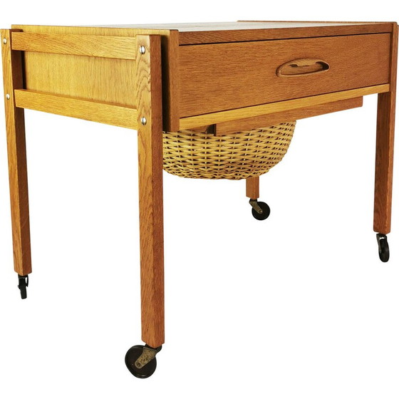 Image 1 of Vintage mobile table in oak wood, Denmark 1960