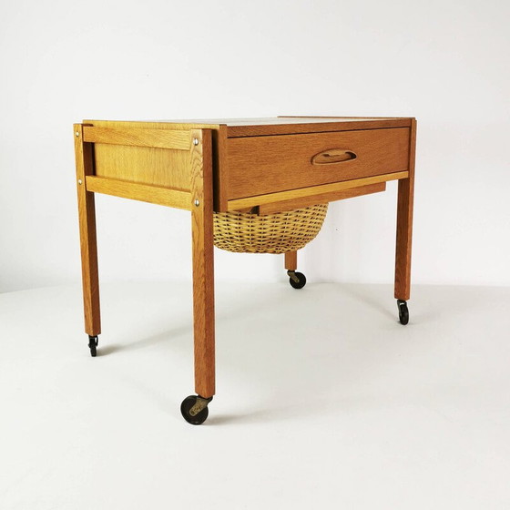 Image 1 of Vintage mobile table in oak wood, Denmark 1960