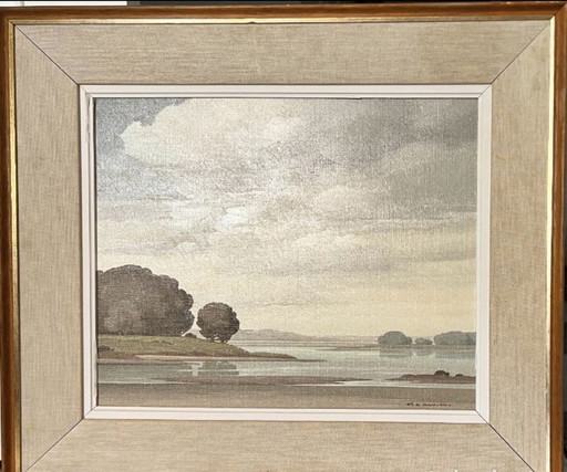 Pierre De Clausade, France, Paris. Oil Canvas, Mud Flats On The Loire, Purchased At Sotheby'S