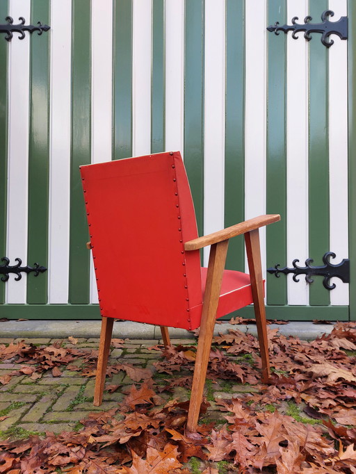 Mid - Century Red Armchair 1950