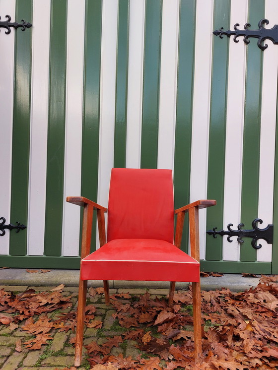 Image 1 of Mid - Century Red Armchair 1950