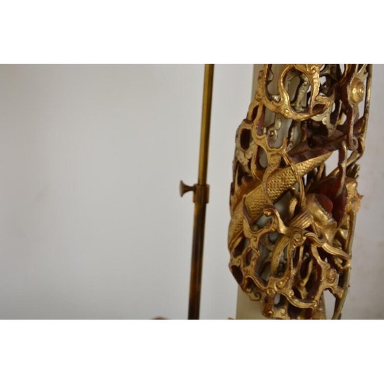 Image 1 of Vintage gilded wood and brass ambiance lamp, 1960