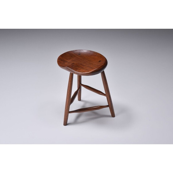 Image 1 of Sgabello in noce American Craftsman Vintage Studio Furniture, 1960