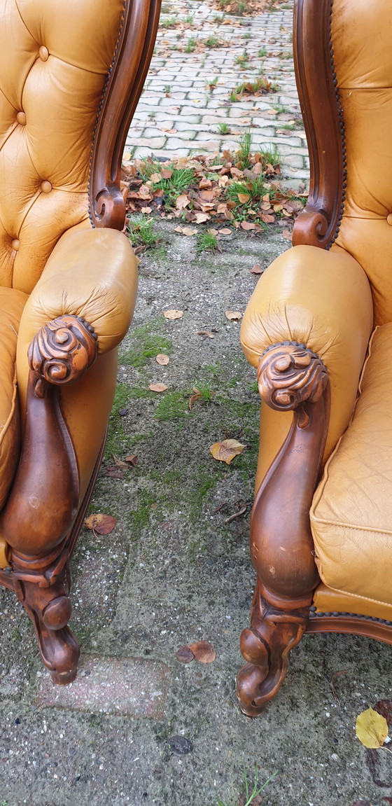 Image 1 of 2 Chesterfield Baroque Leather Armchairs 2 Chesterfield Baroque Leather Armchairs