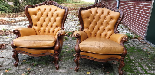 2 Chesterfield Baroque Leather Armchairs 2 Chesterfield Baroque Leather Armchairs