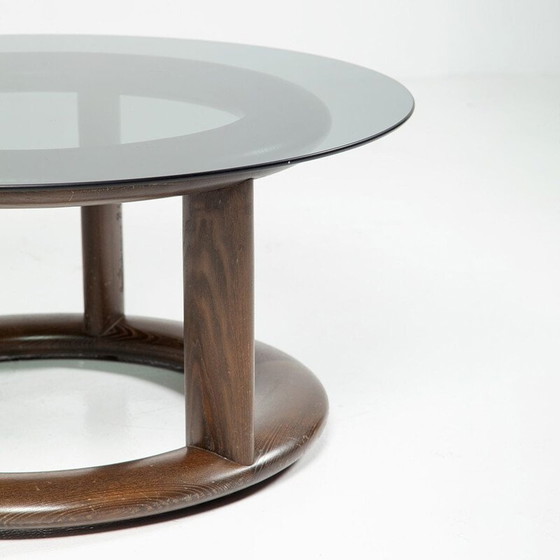 Image 1 of Vintage glass and mahogany coffee table by Burkhard Vogtherr for Rosenthal, 1970
