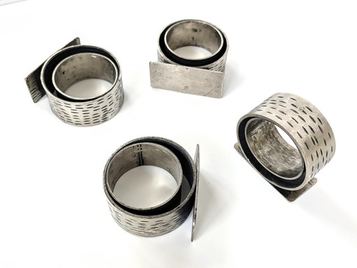 Set 4 Napkin Rings | Brutalist Cast Iron | Handmade 1970'S