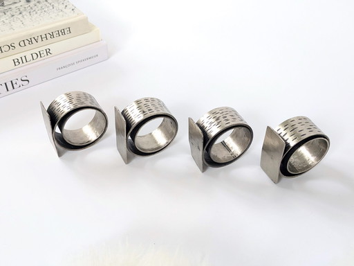 Set 4 Napkin Rings | Brutalist Cast Iron | Handmade 1970'S