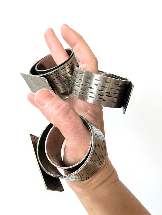 Image 1 of Set 4 Napkin Rings | Brutalist Cast Iron | Handmade 1970'S