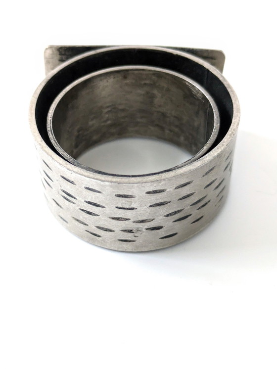 Image 1 of Set 4 Napkin Rings | Brutalist Cast Iron | Handmade 1970'S