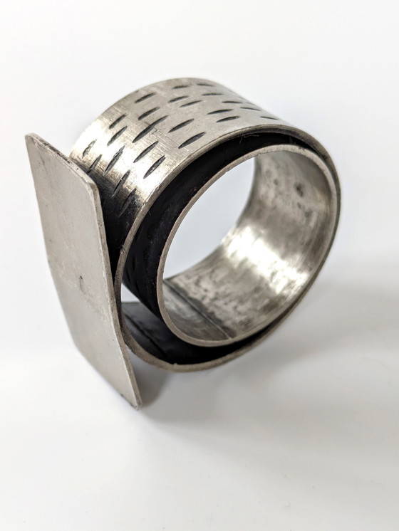 Image 1 of Set 4 Napkin Rings | Brutalist Cast Iron | Handmade 1970'S