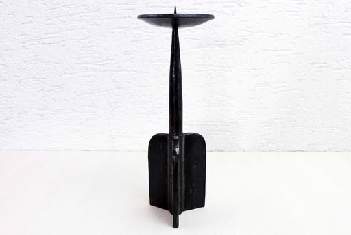 Brutalistic metalcast iron Candlestick 50s