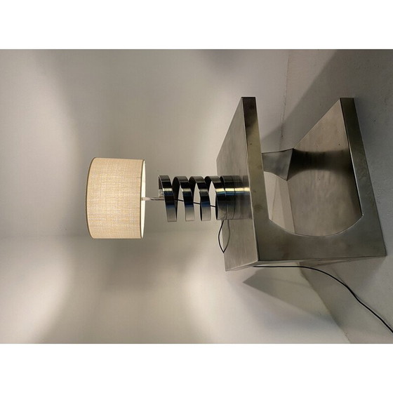 Image 1 of Vintage spiral lamp in thick chrome steel blade by Jacques Charpentier, France 1972