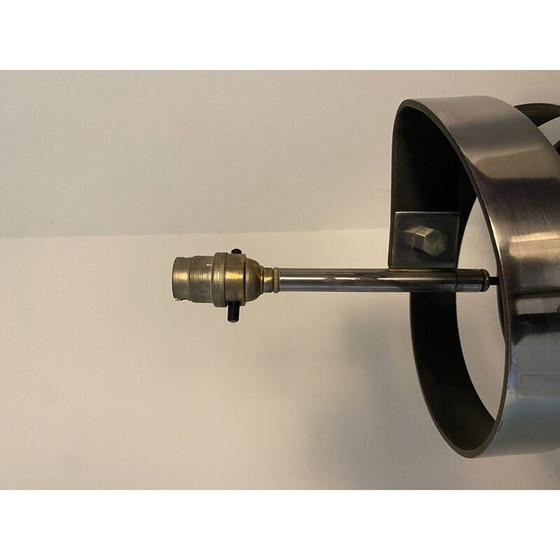 Image 1 of Vintage spiral lamp in thick chrome steel blade by Jacques Charpentier, France 1972