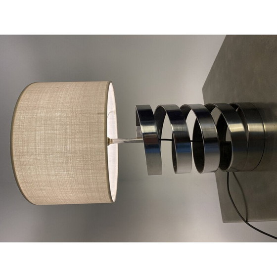 Image 1 of Vintage spiral lamp in thick chrome steel blade by Jacques Charpentier, France 1972