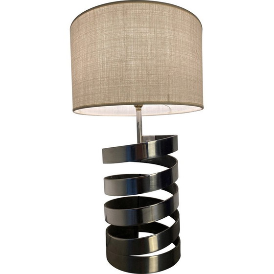 Image 1 of Vintage spiral lamp in thick chrome steel blade by Jacques Charpentier, France 1972