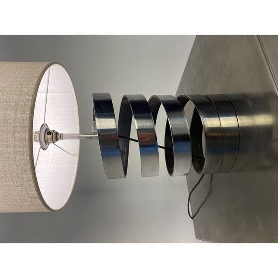 Image 1 of Vintage spiral lamp in thick chrome steel blade by Jacques Charpentier, France 1972