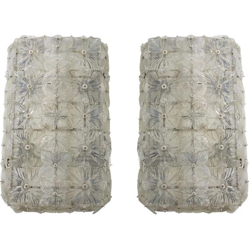 Pair of mid-century Murano glass wall lamps, Italy 1950s