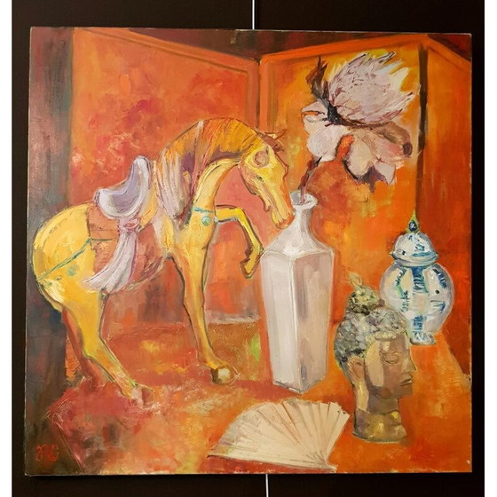 Image 1 of Vintage oil on canvas contemporary Rg