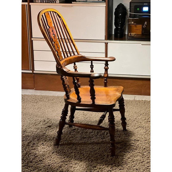 Image 1 of Victorian Windsor armchair in solid elm, 1850