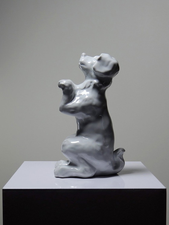 Image 1 of Fine White Porcelain Subject, Crazy Dog Making Beauty