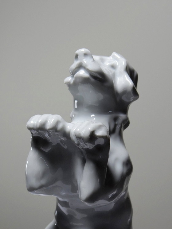 Image 1 of Fine White Porcelain Subject, Crazy Dog Making Beauty