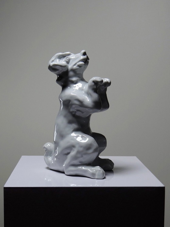 Image 1 of Fine White Porcelain Subject, Crazy Dog Making Beauty