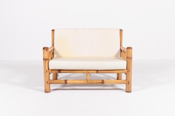Image 1 of Italian Modern Bamboo-Wicker Bench, 1970’S