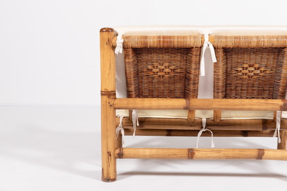 Image 1 of Italian Modern Bamboo-Wicker Bench, 1970’S