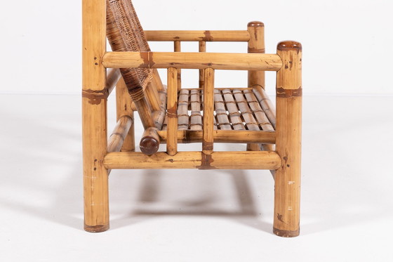 Image 1 of Italian Modern Bamboo-Wicker Bench, 1970’S
