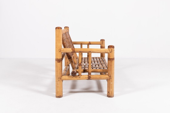 Image 1 of Italian Modern Bamboo-Wicker Bench, 1970’S