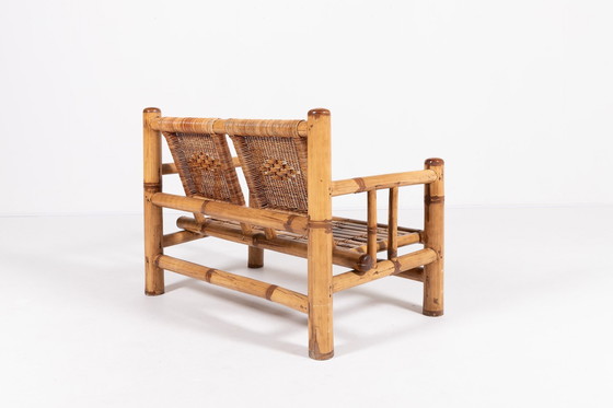 Image 1 of Italian Modern Bamboo-Wicker Bench, 1970’S
