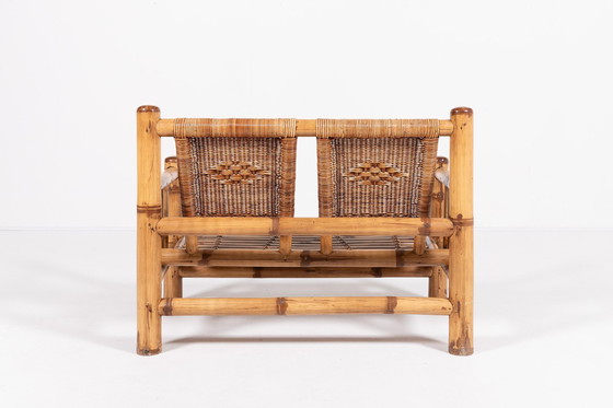 Image 1 of Italian Modern Bamboo-Wicker Bench, 1970’S