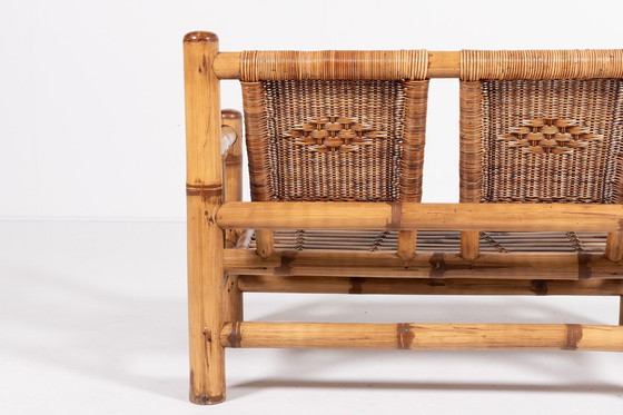 Image 1 of Italian Modern Bamboo-Wicker Bench, 1970’S