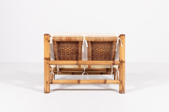 Image 1 of Italian Modern Bamboo-Wicker Bench, 1970’S
