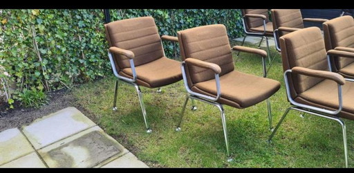 6x Chairs Chrome With Fabric Brand Drabert