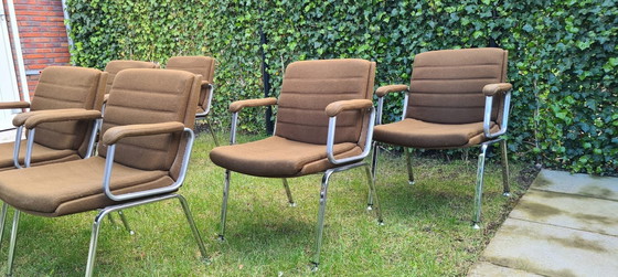 Image 1 of 6x Chairs Chrome With Fabric Brand Drabert