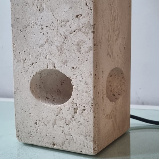 Image 1 of Sculpted travertine table lamp