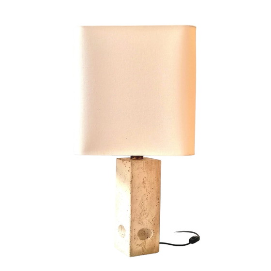 Image 1 of Sculpted travertine table lamp