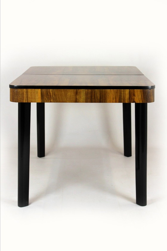 Image 1 of Walnut Folding Dining Table By Jindřich Halabala For Drevotvar, 1940S