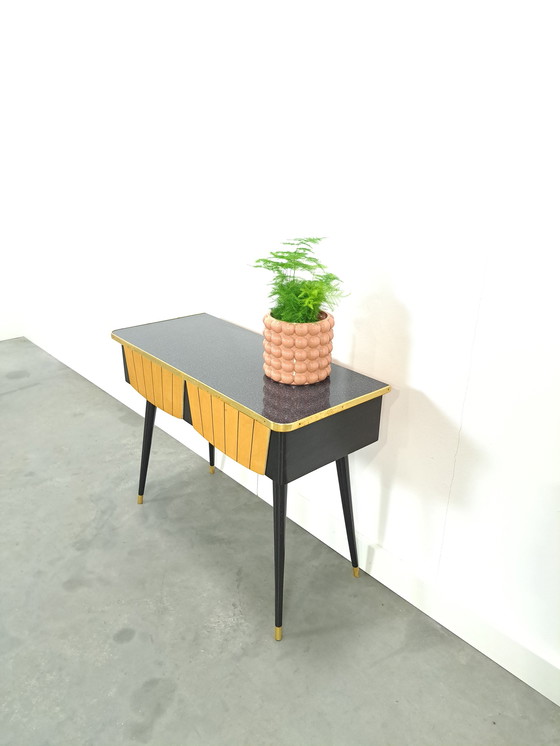 Image 1 of Cabinet With Formica Top, Wooden Drawers And Gold Details