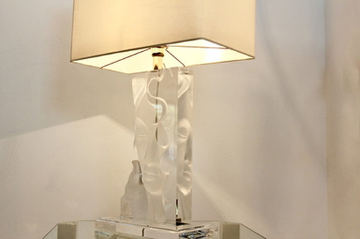 Fabianart rome large lucite and brass table lamp