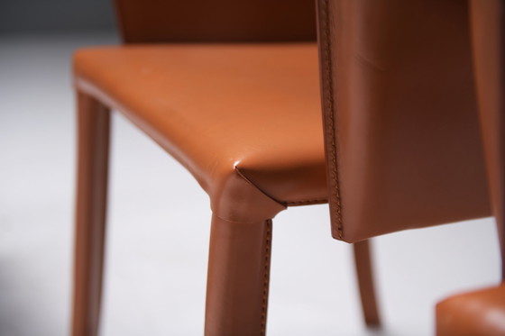 Image 1 of 8 leather Bottega dining chairs by Fauciglietti & Bianchi for Frag Italy