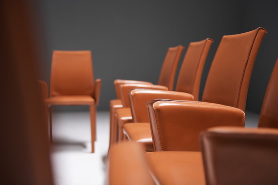 Image 1 of 8 chaises de salle à manger Bottega en cuir par Fauciglietti & Bianchi pour Frag Italy