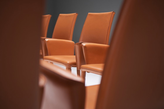 Image 1 of 8 chaises de salle à manger Bottega en cuir par Fauciglietti & Bianchi pour Frag Italy