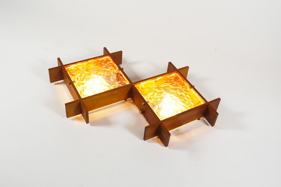 Image 1 of 1X Large 1960’S Scandinavian Modernist Wood Wall Light